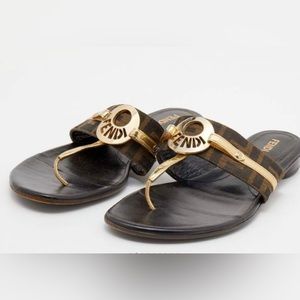Fendi Black and Gold Sandals